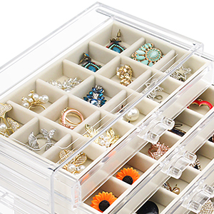 lucite jewelry box organizer large capacity