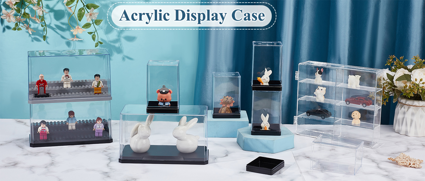 Wholesale OEM ODM OLYCRAFT Clear Plastic Display Case 7x3.5x4 Inch Display Stand Box Self-Assembl Display Case with Black Base Dust Proof Protection Showcase for Collection Bricks Blocks Models Factory & Supplier