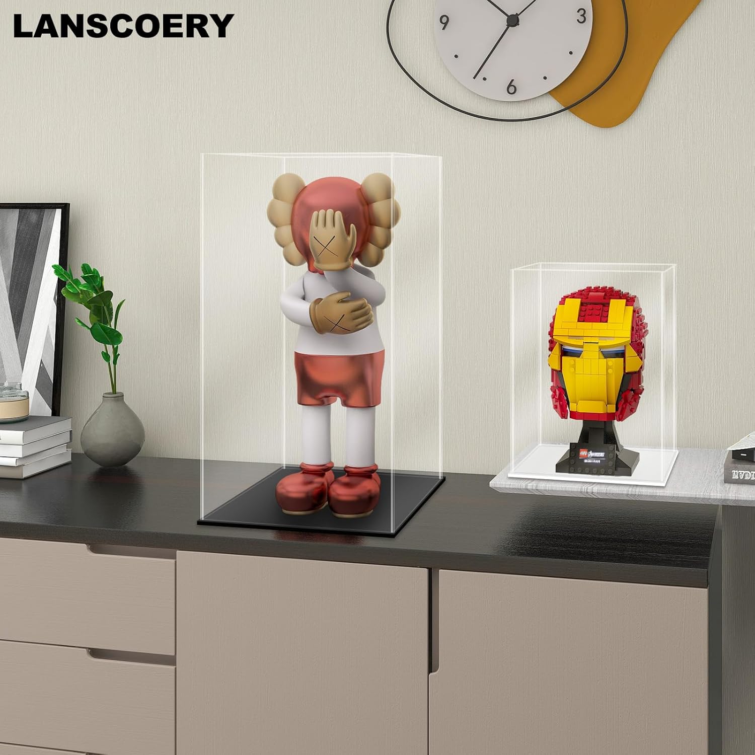 Wholesale OEM ODM LANSCOERY Acrylic Display Case, Assemble Showcase Display Box for Collectibles, with Dustproof & Seamless Display Design, 6x6x10inch Black Base Factory & Supplier