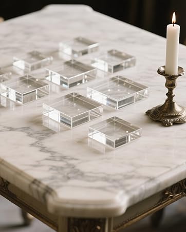 Private Label Acrylic Base Stand 4 Pack 6 X 6 X 1 Inch Acrylic Blocks for Display Trophy Base Clear Square Cube Riser Display Cylinder Pedestal Stands for Collectibles Jewelry Props Food Display OEM Wholesale Manufacturer