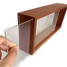 wooden shadow box with pull-out design
