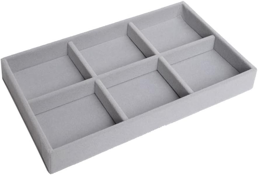 Clear Jewelry Box Acrylic Velvet Jewelry Organizer, Jewelry Tray Drawer Organizer, Necklace Storage Jewellery Display Trays Box for Dresser, Jewelry Drawer Dividers Container