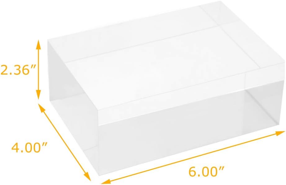 ODM Clear Solid Acrylic Block - 6" x 4" x 2.36" All Diamond Polished Rectangle Clear Acrylic Cube for Display - Plexiglass Lucite Jewellery Block Custom Logo Service