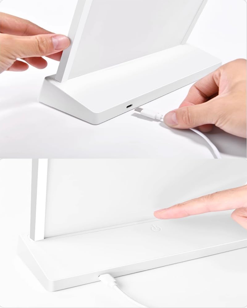 Private Label LED Sign Holder Clear Sign Holder with LED Light Box, Table Menu Display Stand with Color Lights LED Menu Board A4 (color version L shape with white frame) Ecommerce Ready Product