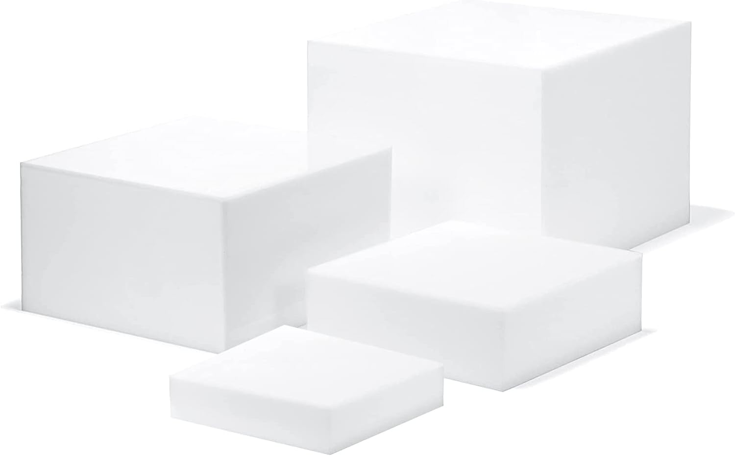 White Acrylic Cube Cupcake Dessert Display Stands, 5-Side Nesting Risers, Square Acrylic Table Decor, Storage Cases for Parties, Weddings, Brunch, Outdoor, Events