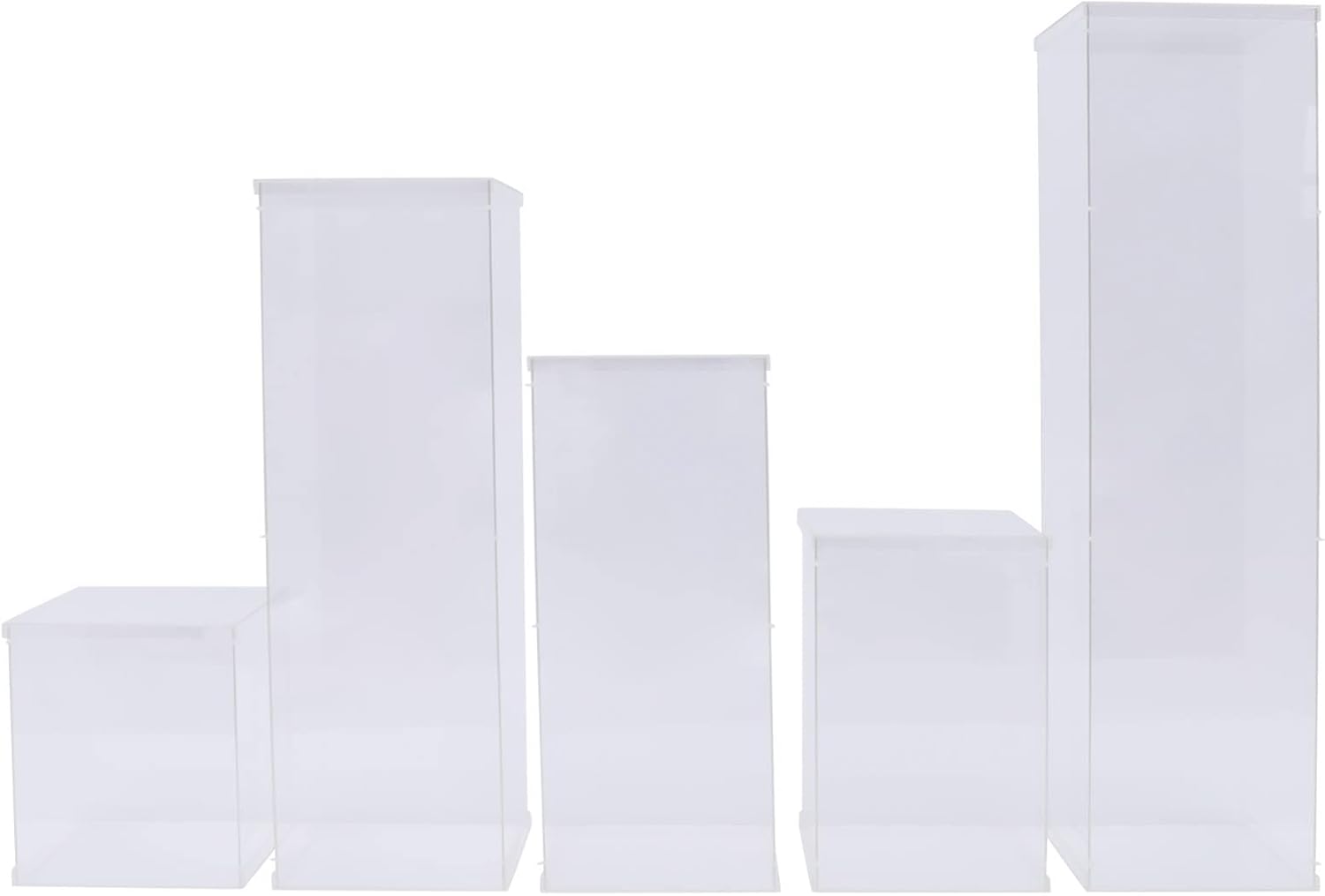 Private Label 5 Pcs Clear Acrylic Pedestal Display Stands, Rectangular Acrylic Vases for Wedding, Parties & Home Decor OEM Wholesale Manufacturer
