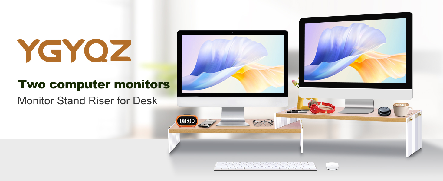 Wood Adjustable Monitor Riser for Desk