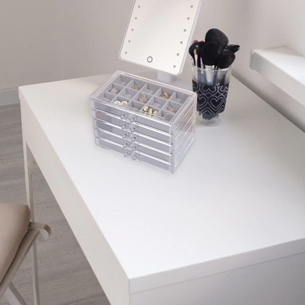 Direct Manufacturer Clear Jewelry Box Acrylic Velvet Jewelry Organizer, Jewelry Tray Drawer Organizer, Necklace Storage Jewellery Display Trays Box for Dresser, Jewelry Drawer Dividers Container Low MOQ