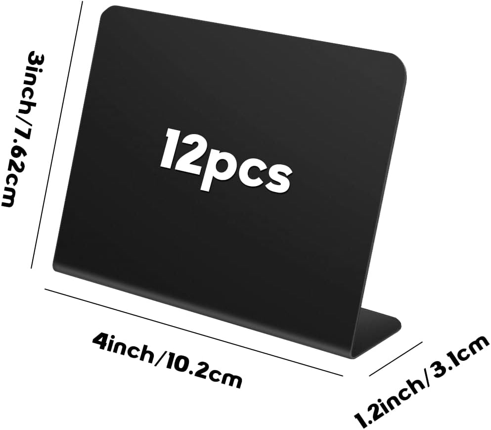 Wholesale OEM ODM 12 Pcs L-Shaped Mini Chalkboard Signs Acrylic Chalkboard Buffet Tags Small Black Food Display Stands for Message Board Signs, Weddings, Tents, Birthday Parties Factory & Supplier