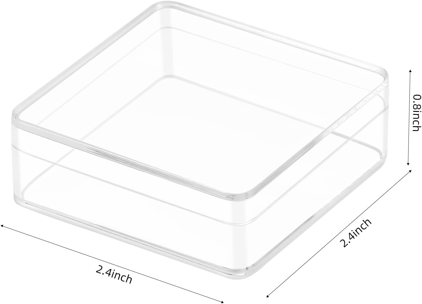 Private Label Small Acrylic Box Clear 6 Pack 2.4x2.4x0.79 Inches Min Clear Plastic Square Containers with Lid for Candy, Pill, Tiny Jewelry Beads, Coins Custom Logo Service