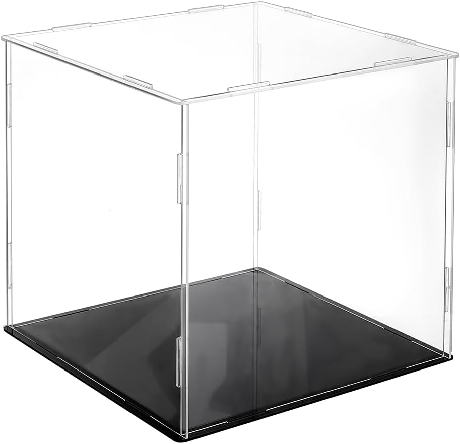 ODM AHANDMAKER Display Case Clear Cube Baseball Holder Hat Box with Black Base Acrylic Display Case for Action Figures, Baseball, 8.07x8.07x8.27 Inch Custom Logo Service