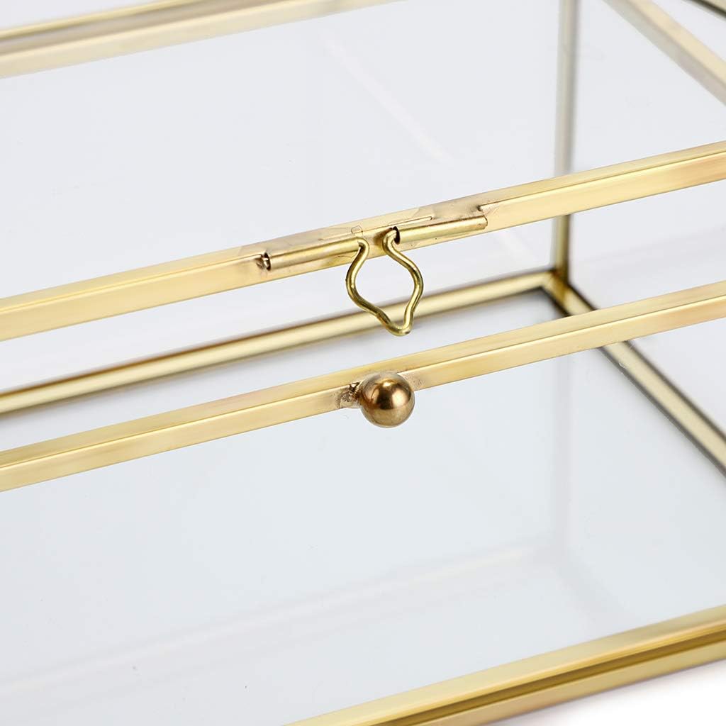 Direct Manufacturer Hipiwe Vintage Glass Keepsake Box, Rectangle Jewelry Display Organizer Box Vanity Lidded Box Home Decor Accent Decorative Box for Storage Trinket Rings Bracelet Low MOQ