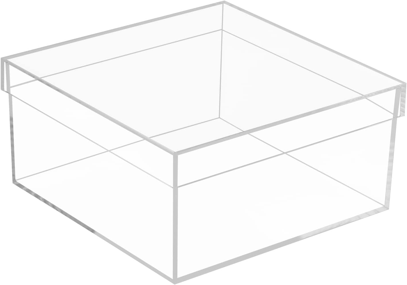 Clear Acrylic Square Cube Plastic Box, Plastic Acrylic Gift Box Rectangle Cube Containers with Lid, Storage Boxes 7.9x7.9x3.9 Inches for Craft Supplies, Sewing Home Organizers