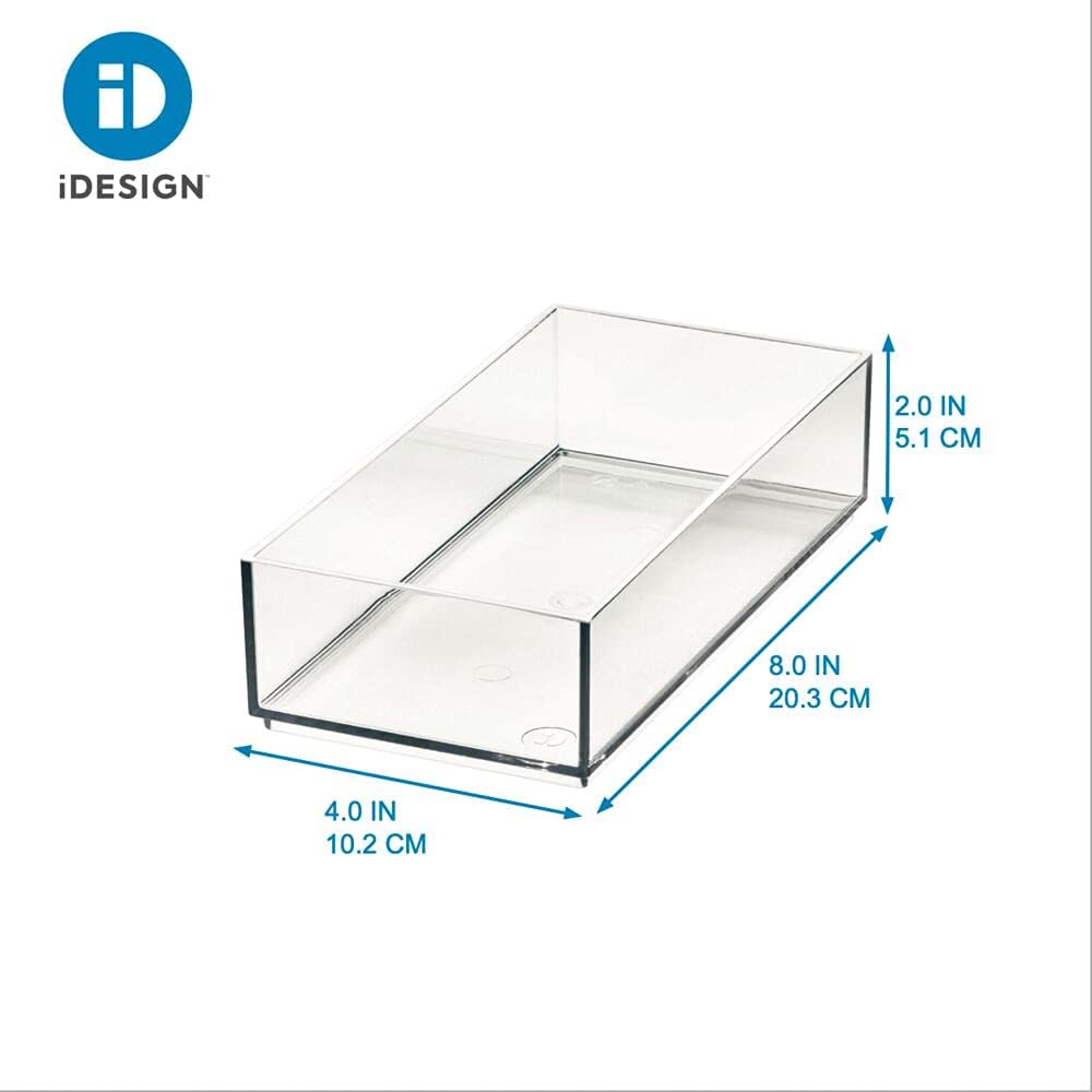 Private Label iDesign Stackable Makeup Drawer Organizer - Vanity Organizer or Desk Organizer - Clear/Matte White Custom Logo Service