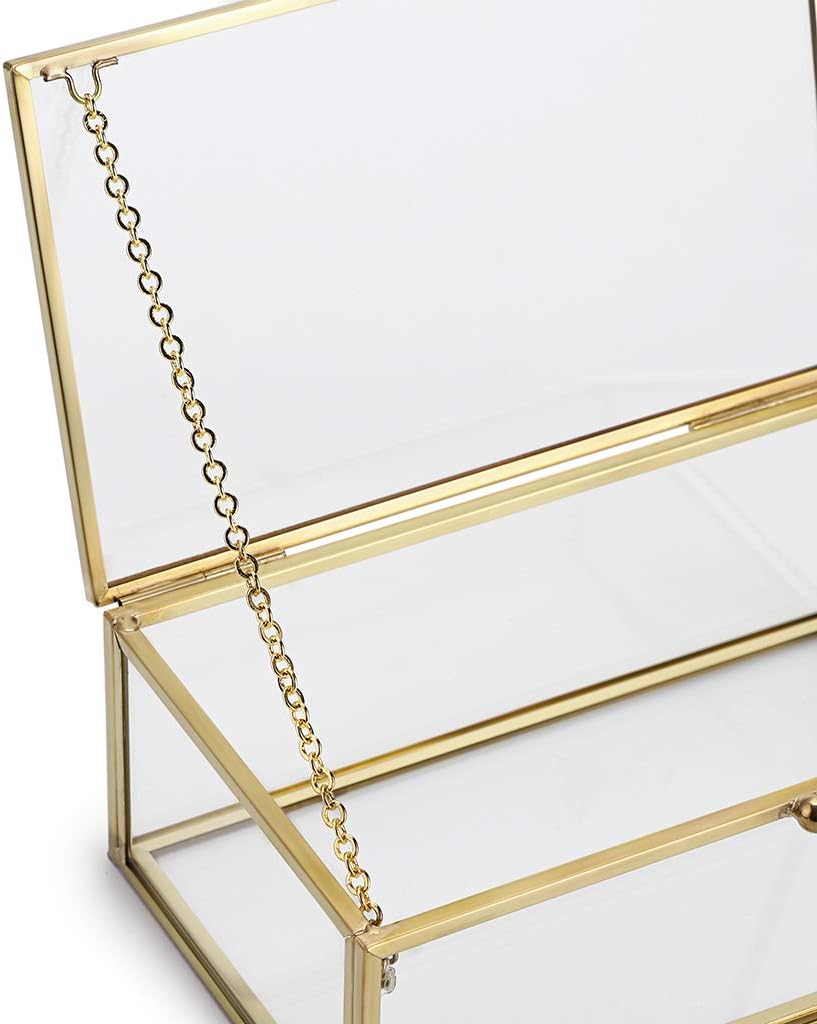 Direct Manufacturer Hipiwe Vintage Glass Keepsake Box, Rectangle Jewelry Display Organizer Box Vanity Lidded Box Home Decor Accent Decorative Box for Storage Trinket Rings Bracelet Low MOQ