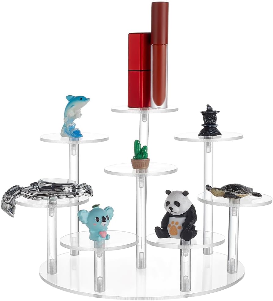 PH PandaHall Acrylic Riser Display Shelf 8-Tier Clear Risers Stand Multilevel Round Acrylic Stands Mini Figure Display Riser Stand Collectibles Organizer Holder for Cupcake Collectibles Christmas