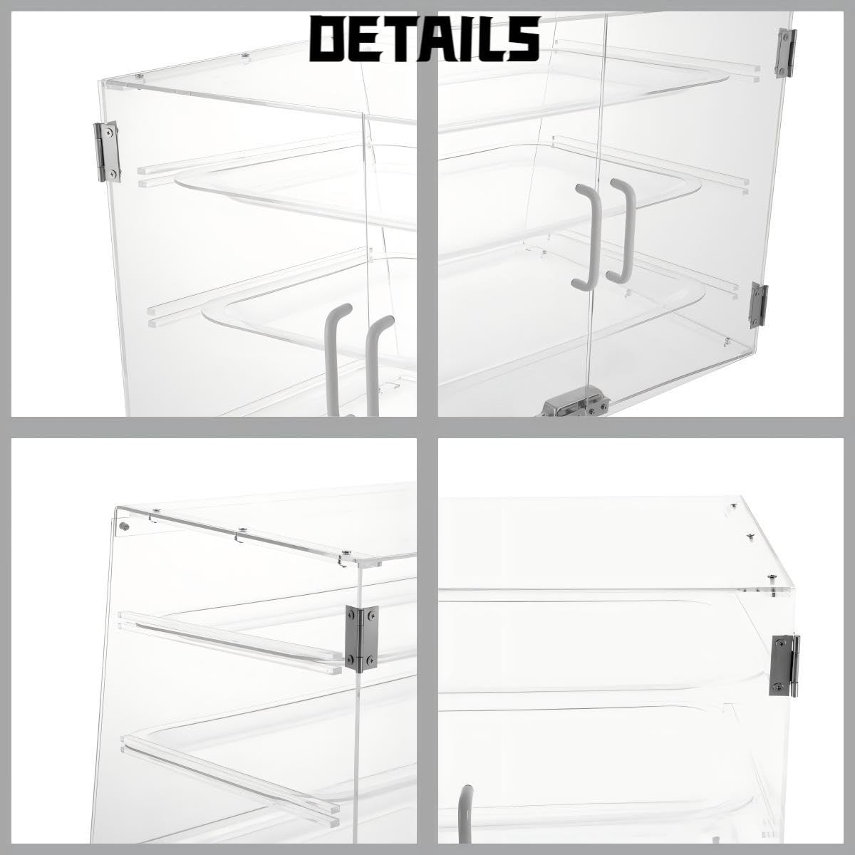 Wholesale OEM ODM 3 Tray Acrylic Display Case, Commercial Countertop Pastry Display Case, w/Rear Door Access & Removable Shelves, Magnetic Door Lock, Acrylic Display Box for Donut Bagels Cake Cookie Keep Fresh Factory & Supplier