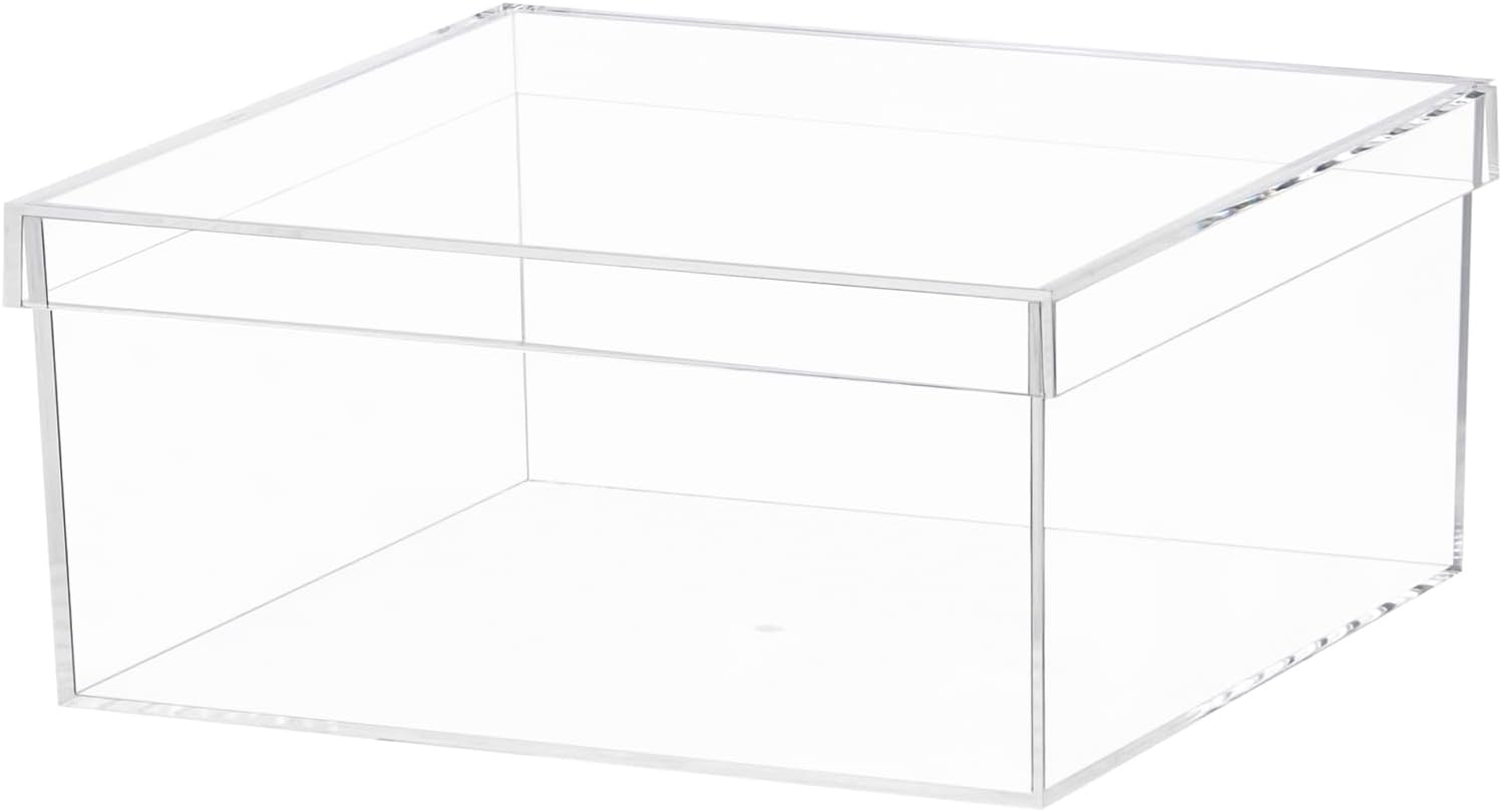 Clear Acrylic Box with Lid, Clear Acrylic Plastic Square Cube containers Storage Box 5.9x5.9x2.36 Inches/150X150X60mm for Candy Pill and Tiny Jewelry