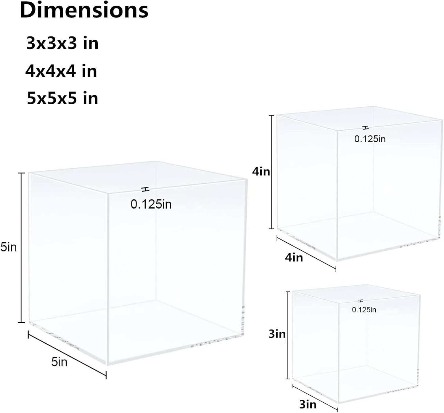 ODM Clisela 3pcs Acrylic Cube Display Stands Box Risers with Hollow Bottoms, Food Risers for Buffet Table, Decorative Display Stand Shelf for Dessert Collectibles Jewelry Figures Show - Clear 3" 4" 5" Custom Logo Service