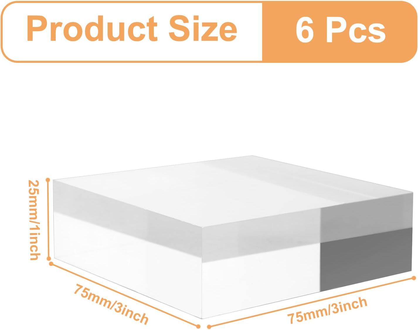 ODM 6 Pcs Acrylic Block 3" x 3" x 1" Clear Acrylic Cube, Polished Lucite Blocks Square Acrylic Base for Displaying Jewelry, Necklace Custom Logo Service