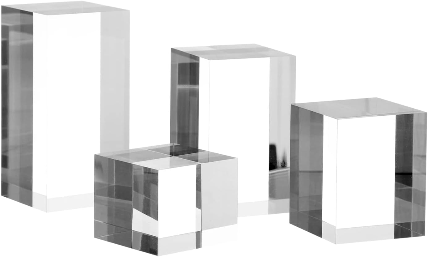 ODM Clear Polished Acrylic Cube Cylinder Round Photo Props, Transparent Solid Acrylic Display Blocks for Photography Boutique Jewelry Cosmetic Crafts Closet Show, 4 Pcs (Transparent Cube) Custom Logo Service 2 Clear Polished Acrylic Cube Cylinder Round Photo Props, Transparent Solid Acrylic Display Blocks for Photography Boutique Jewelry Cosmetic Crafts Closet Show, 4 Pcs (Transparent Cube)