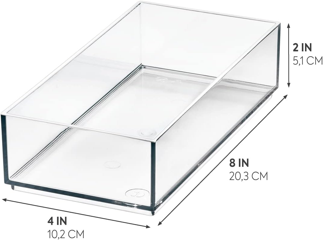 Private Label iDesign Stackable Makeup Drawer Organizer - Vanity Organizer or Desk Organizer - Clear/Matte White Custom Logo Service