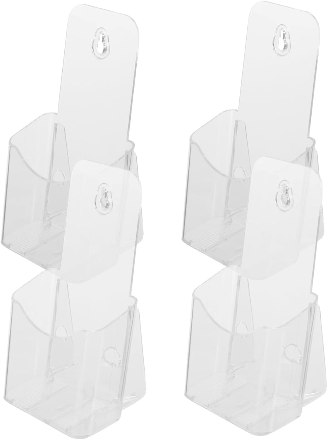 4pcs Clear Acrylic Brochure Holder for Trifold Leaflets Brochure Display Stand for Office Conference and Exhibition Use Smooth Edges Multipurpose Design