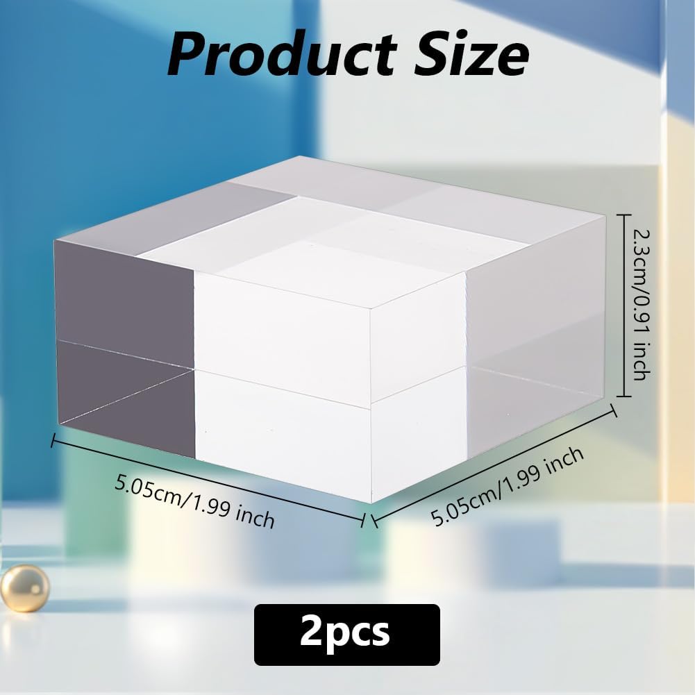 ODM OLYCRAFT 2pcs Clear Acrylic Cube 2 x 2 x 0.9 Inch Acrylic Square Display Block Rectangle Clear Polished Acrylic Display Cube Acrylic Display Block for Ring Jewelry Display Custom Logo Service