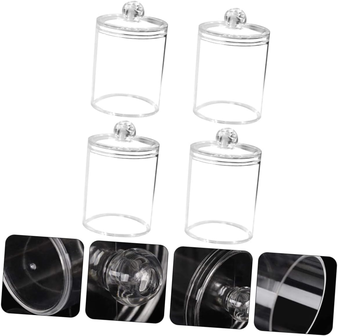 Private Label 4pcs Transparent Acrylic Storage Boxes Multifunctional Organizers for Cosmetics Brushes and Items Stylish Bathroom Containers for Home Organization Custom Logo Service