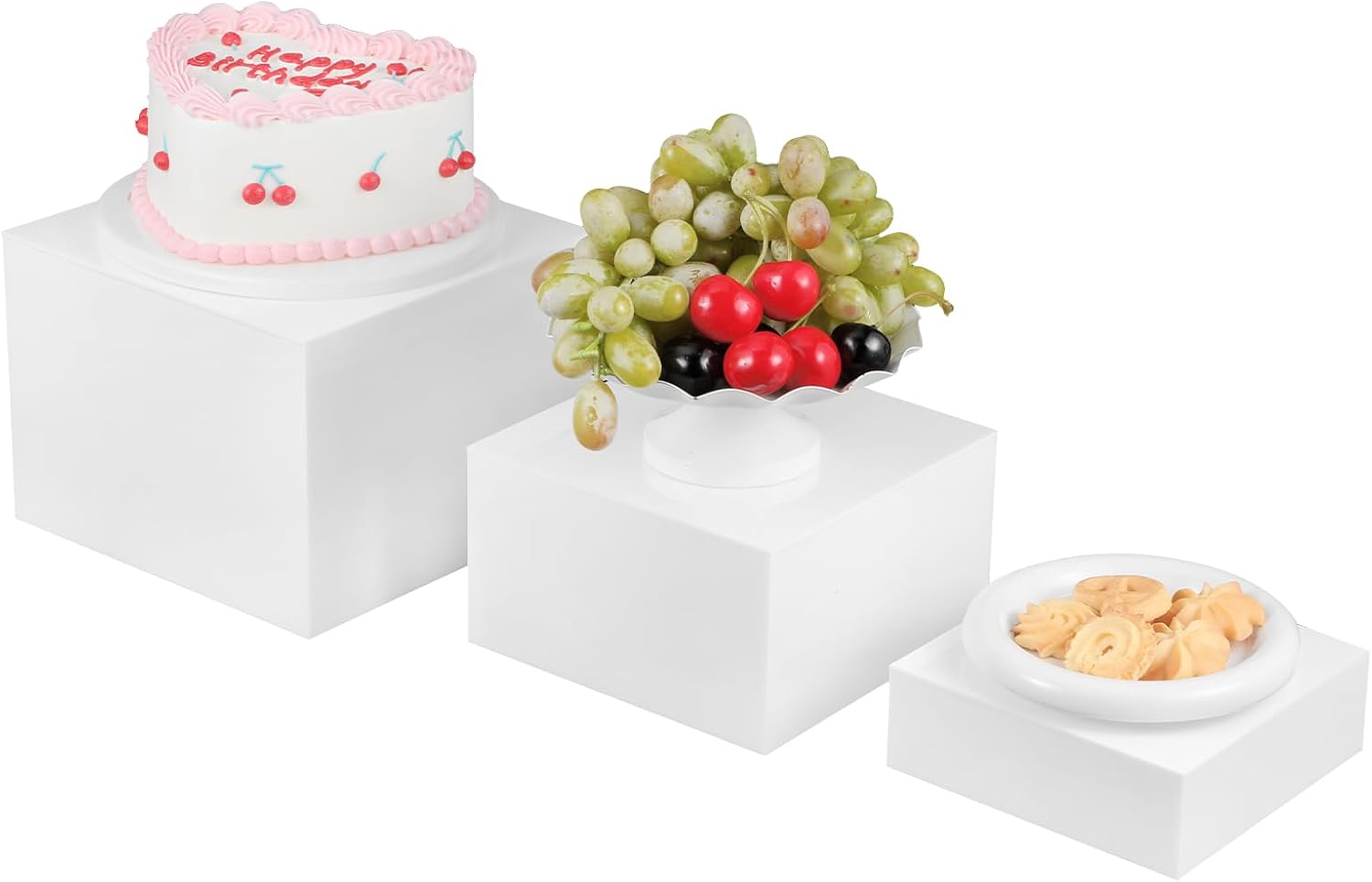 ODM Buffet Risers, Food Risers for Buffet Table, Display Stand Shelf for Catering Dessert Collectibles Jewelry Figures Show, Acrylic Cube Display Nesting Risers with Hollow Bottoms 3PCS Custom Logo Service