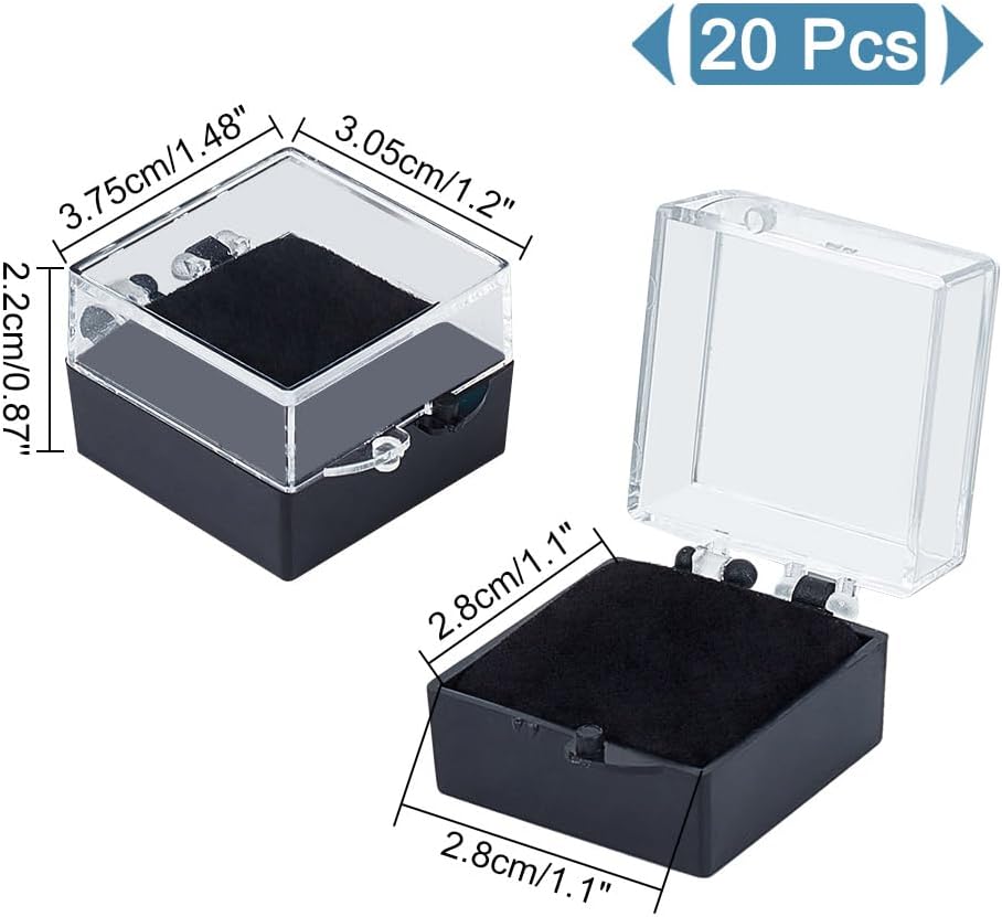 ODM NBEADS 20 Pcs Gift Box for Pin, Black Square Badge Gemstone Display Box with Tray Mini Jewelry Box Container Plastic Show Case Storage Box Holder for Badge Pins Coin Gems Jewelry, 1.1x1.1x0.78inch Custom Mold Development