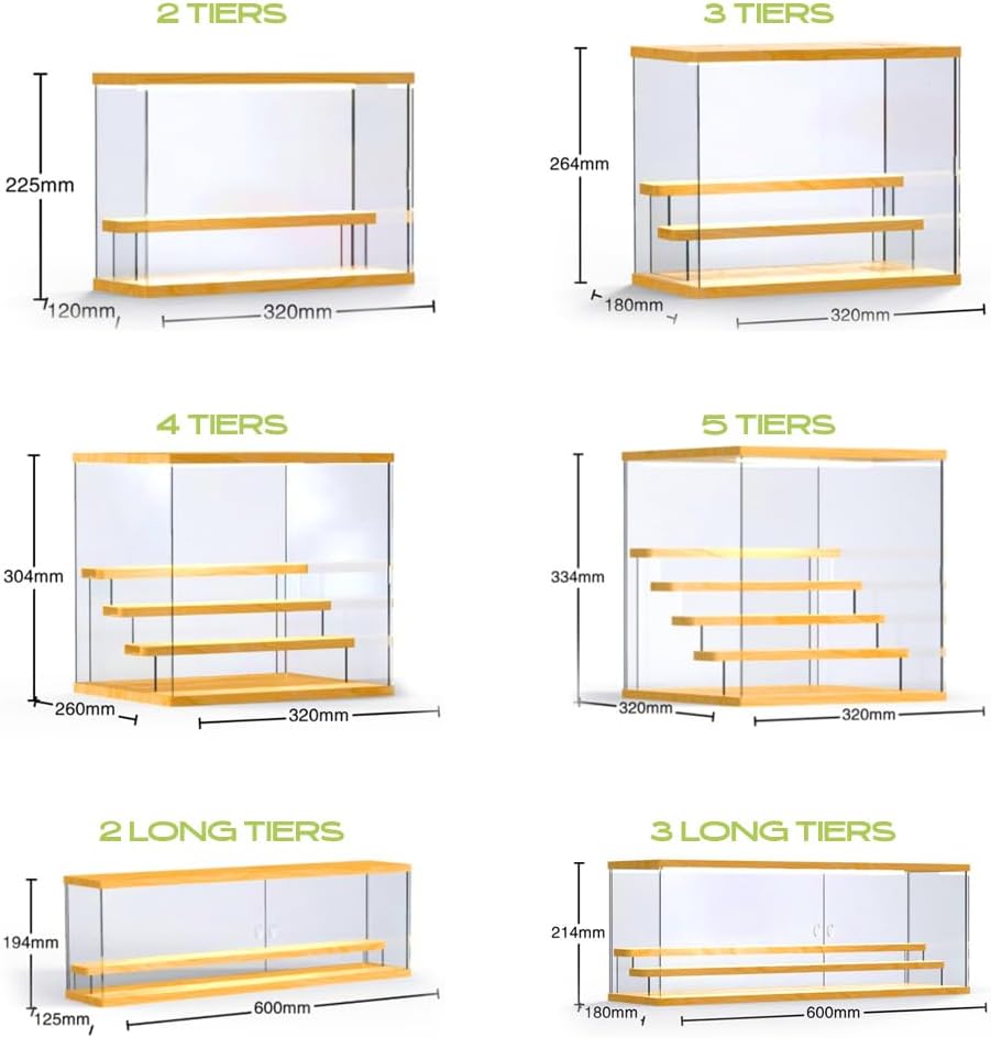 Private Label Lighted Display Case – Clear Acrylic Display Box with LED Light, 2 to 5 Tier Dustproof Stand for Collectibles, Action Figures, Funko Pop, Vitrinas para Colecciones (3 Tier 12.6x2.5x10.4inch) Ecommerce Ready Product