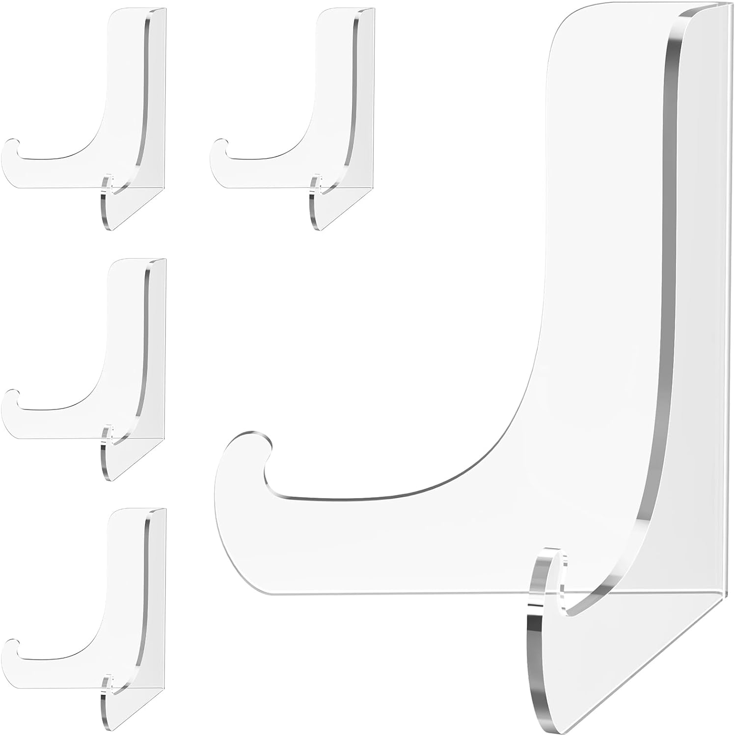 5 Pack Acrylic Display Stand, Plate Stand for Display, Clear Easel Stand, Display Holder for Card, Frame, Picture, Magazine, Book, CD, Phone (Small/ 3 Inch)