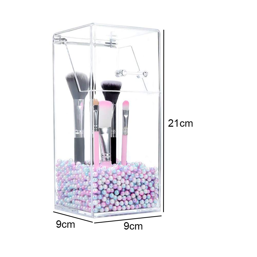 Private Label Makeup Brush Holder Square Acrylic Cosmetic Brush Organizer with Dustproof Lid Eyebrow Pencil Storage Holder Box Makeup Storage Jewellery Storage Container Custom Logo Service