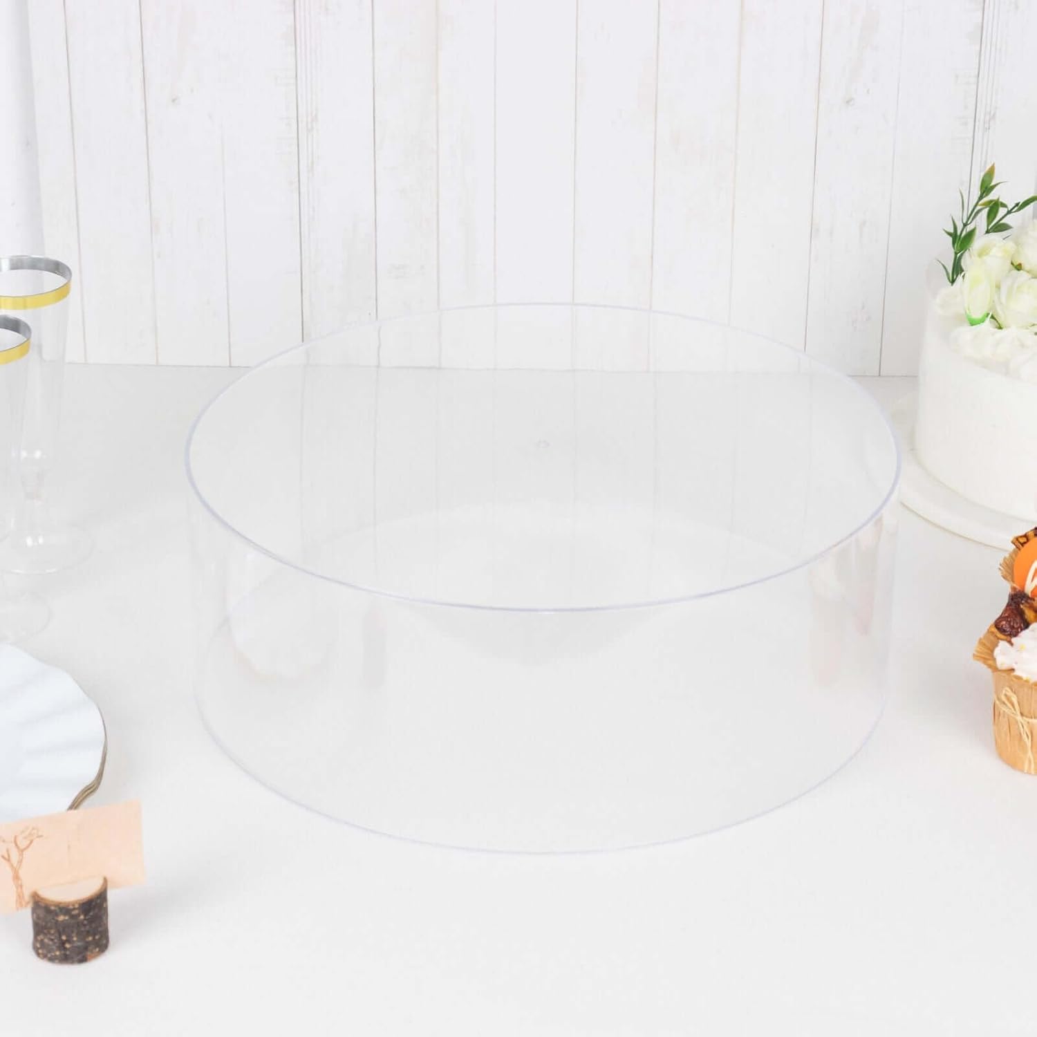 Private Label Efavormart 14" Round Clear Acrylic Cake Stand, Transparent Fillable Display Box, Pedestal Riser with Hollow Bottom OEM Wholesale Manufacturer