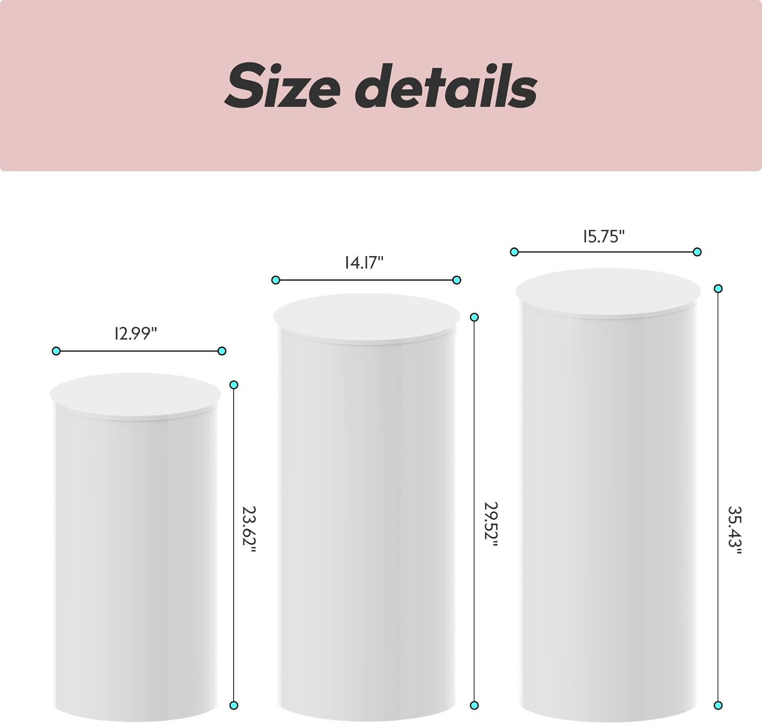 Private Label 3PC Cylinder Pedestal Stands for Party, White Round Large Cylinder Tables, Pedestal Display Plinth Pillars for Wedding Ceremony Birthday Party Art Decor OEM Wholesale Manufacturer