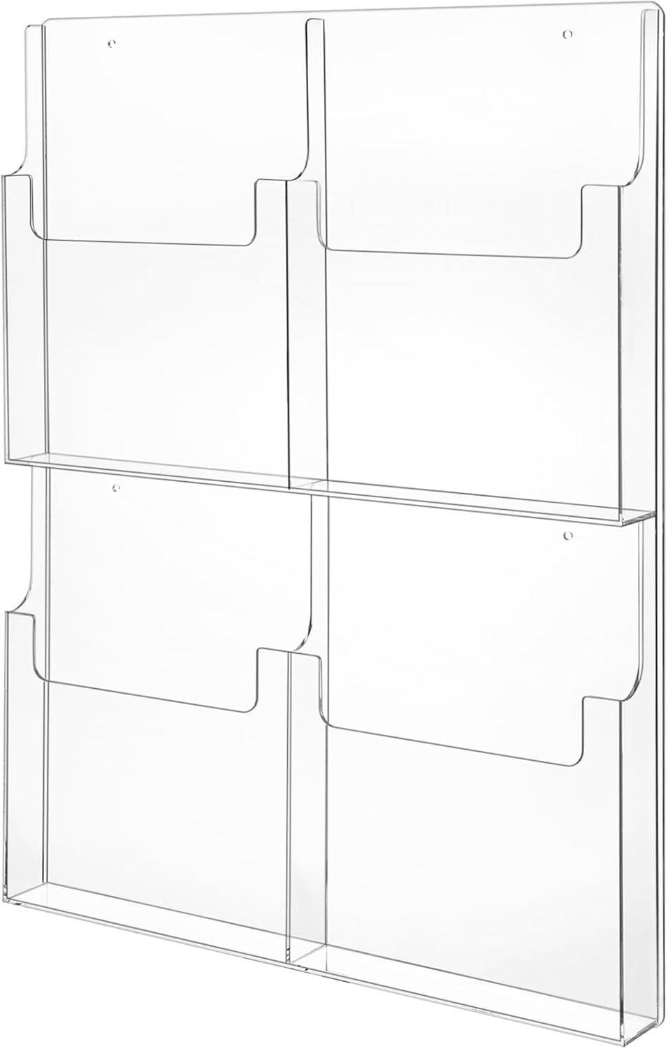 Barydat 4 Pocket Acrylic Brochure Holder Wall Mount Clear Pamphlet Holder Plastic Trifold Multi Slot Flyer Rack Magazine Literature Display Stand Wall Hanging Organizer for Office Menu Advertise