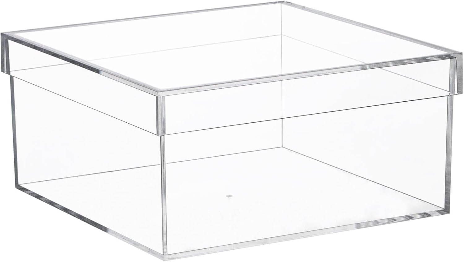dedoot Large Clear Acrylic Box with Lid, 7.92x7.92x3.93 inches Clear Plastic Box for Organize, Acrylic Cube Storage Container Drawer Organizer for Vanity Jewelry Accessories, Small Items