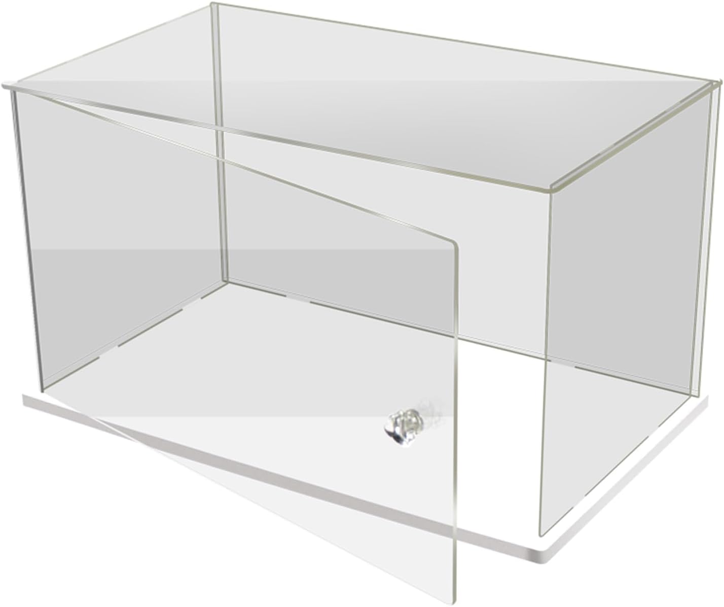 Clear Acrylic Display Case,Display Box Stand with White Base,with Door, Dustproof Protection Showcase for Collectibles Memorabilia Figurines ,12 Size Options(6x6x6 inch; 15x15x15cm)