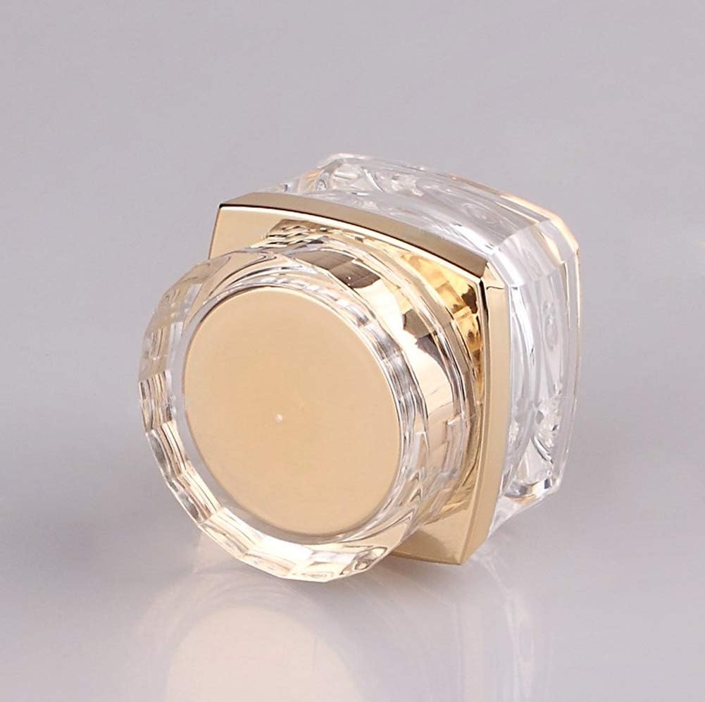 Private Label 1PCS 30G/1oz Cosmetic Jar Acrylic Cosmetic Bottles With Screw Lid and PP Liner Storage Case Jar Pot Cream Holder for Sample Lotion Essence Emulsion Makeup Face Cream(Clear Golden) Custom Logo Service