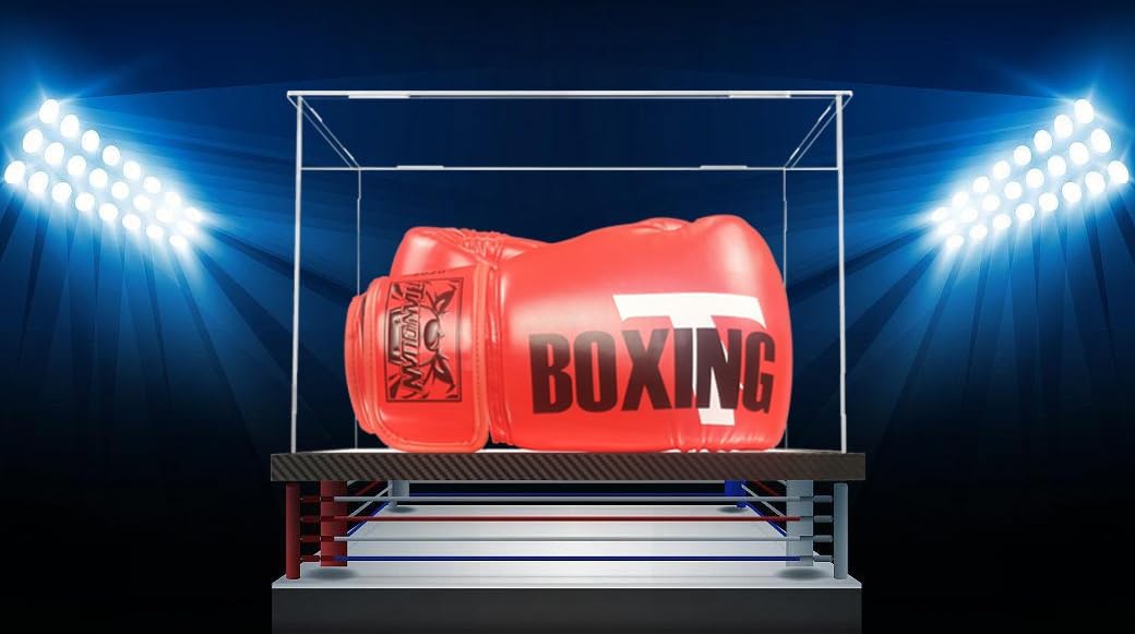 Wholesale OEM ODM Clear Boxing Glove Display Case Acrylic Display case for Full Size Boxing Glove Boxing Glove Storage Box Dustproof UV Protection Cabinet with Carbon Fiber Skin Base and Removable Mirror Base Factory & Supplier