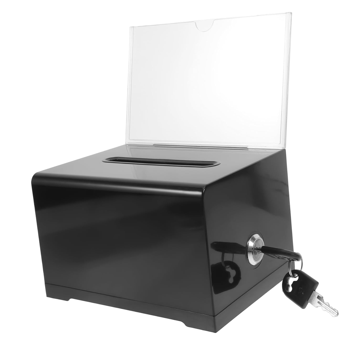 Elegant Acrylic Sign Holder Business Card Donation Box Lockable Suggestion Box for Contests Fundraising