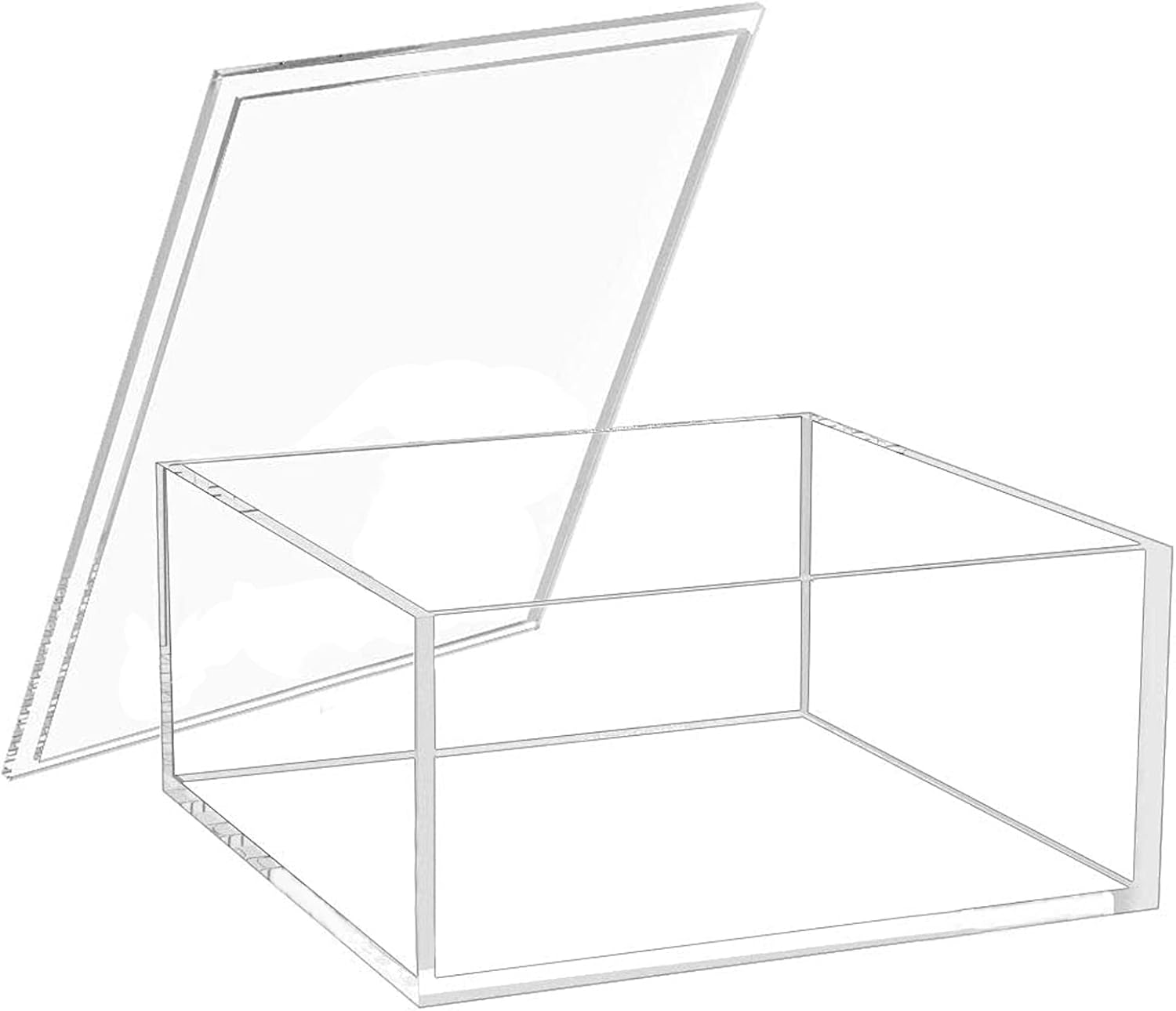 Decorative Acrylic Box with Lid, Clear Cube Display Case, Multi-Purpose Box Square Container for Highlighters, Adhesive Tape, Paper Clips, Stamps, Display in Office or Home-AC002-L