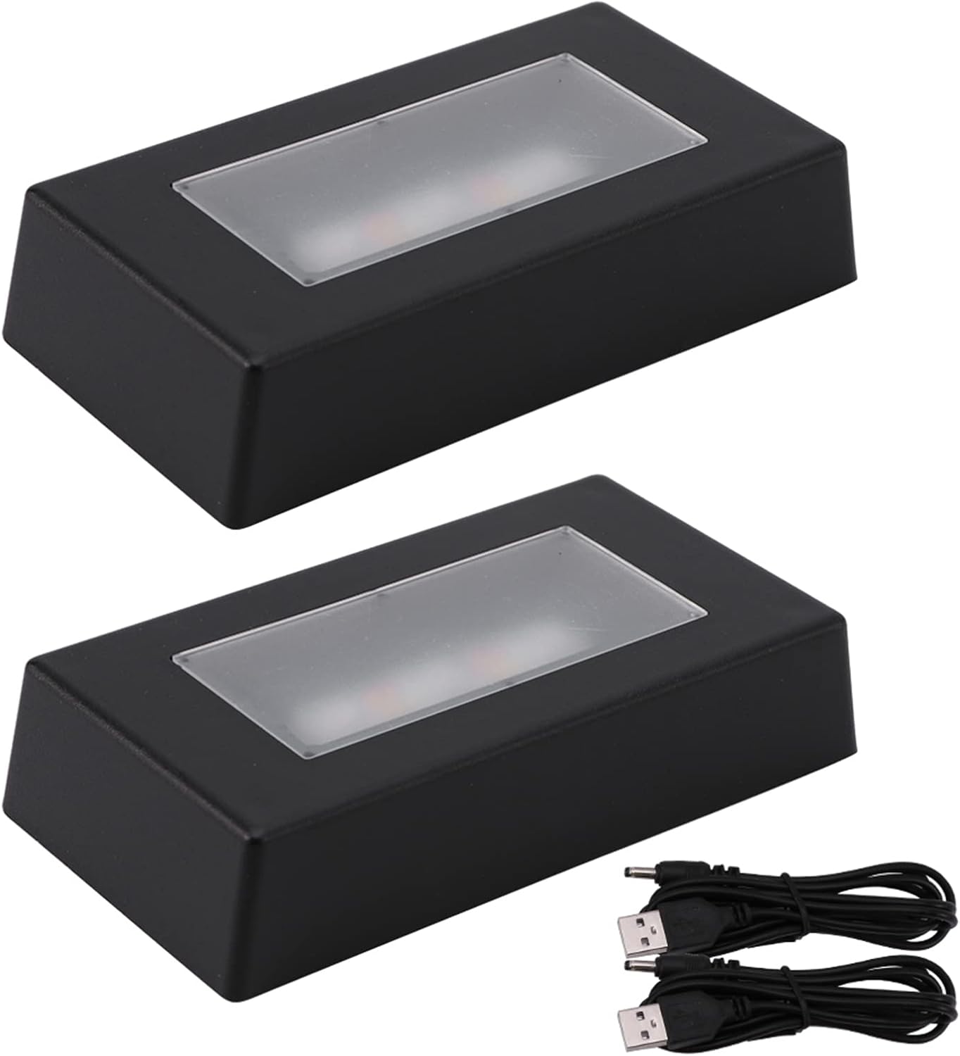 2 Pack LED Light Stand Base Rectangle Display Pedestal Lighted Box for Acrylic 3D Crystal Glass Artwork,Holiday Party Decoration(black)