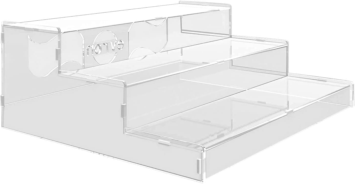 Evron Pantry Organization & Storage Clear Acrylic Spice Rack Organizer for Cabinet & Countertop (ASSEMBLY REQUIRED) 3 Tier Organizer 10.5 in