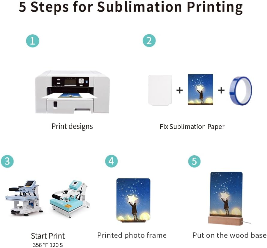 Private Label PYD Life 4 Pack Sublimation LED Acrylic Photo Frames Night Lights Blanks 6" x 8" with Warm Color Light,with Wood Stand for Heat Press Machine Printing Ecommerce Ready Product
