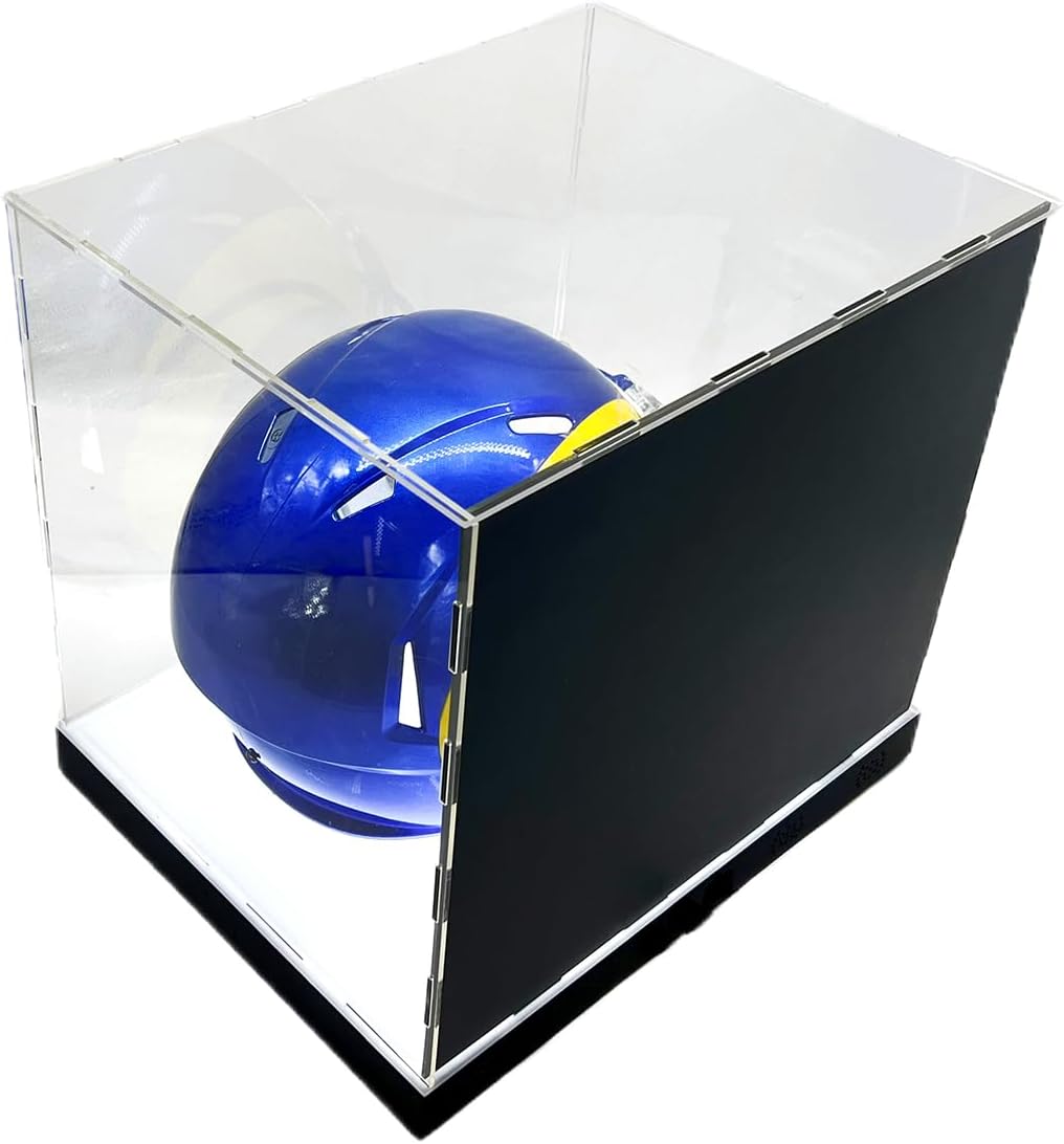 Private Label LED Lights Full Size Football Helmet Sneaker Mirror Memorabilia Storage Box Acrylic Display Case (Football Helmet Bottom) Ecommerce Ready Product