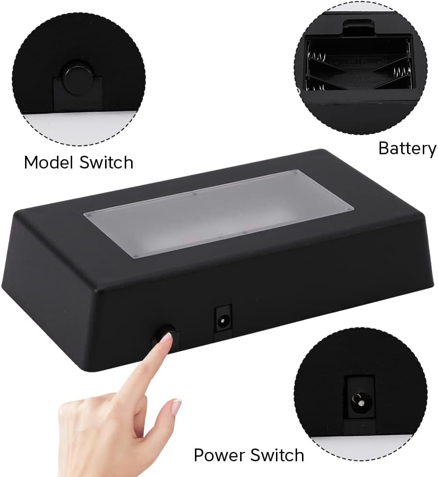 Private Label 2 Pack LED Light Stand Base Rectangle Display Pedestal Lighted Box for Acrylic 3D Crystal Glass Artwork,Holiday Party Decoration(black) Ecommerce Ready Product
