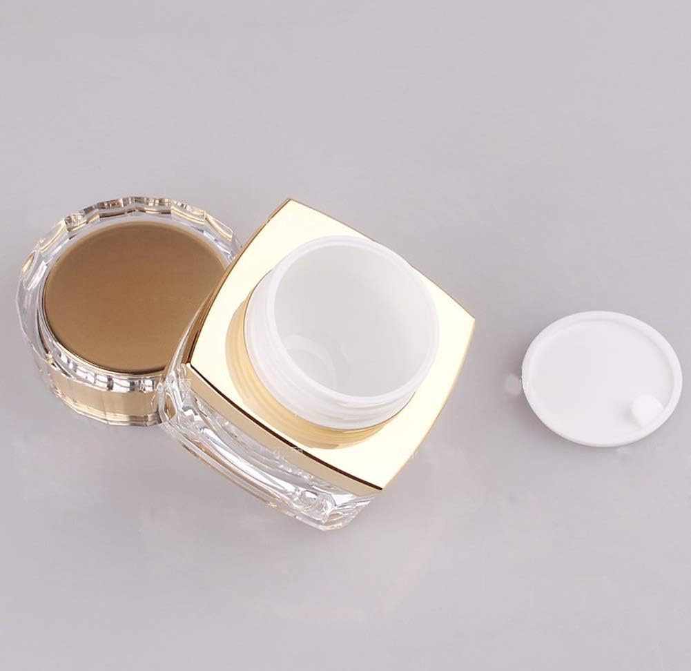 Private Label 1PCS 30G/1oz Cosmetic Jar Acrylic Cosmetic Bottles With Screw Lid and PP Liner Storage Case Jar Pot Cream Holder for Sample Lotion Essence Emulsion Makeup Face Cream(Clear Golden) Custom Logo Service