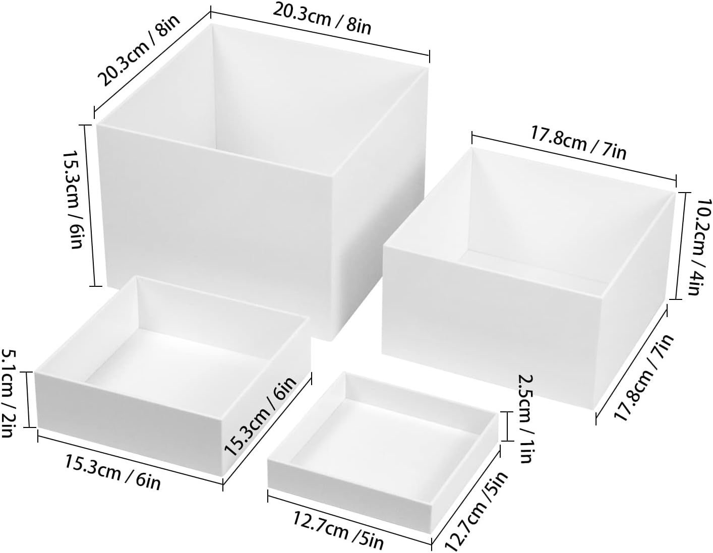 ODM White Acrylic Cube Cupcake Dessert Display Stands, 5-Side Nesting Risers, Square Acrylic Table Decor, Storage Cases for Parties, Weddings, Brunch, Outdoor, Events Custom Logo Service